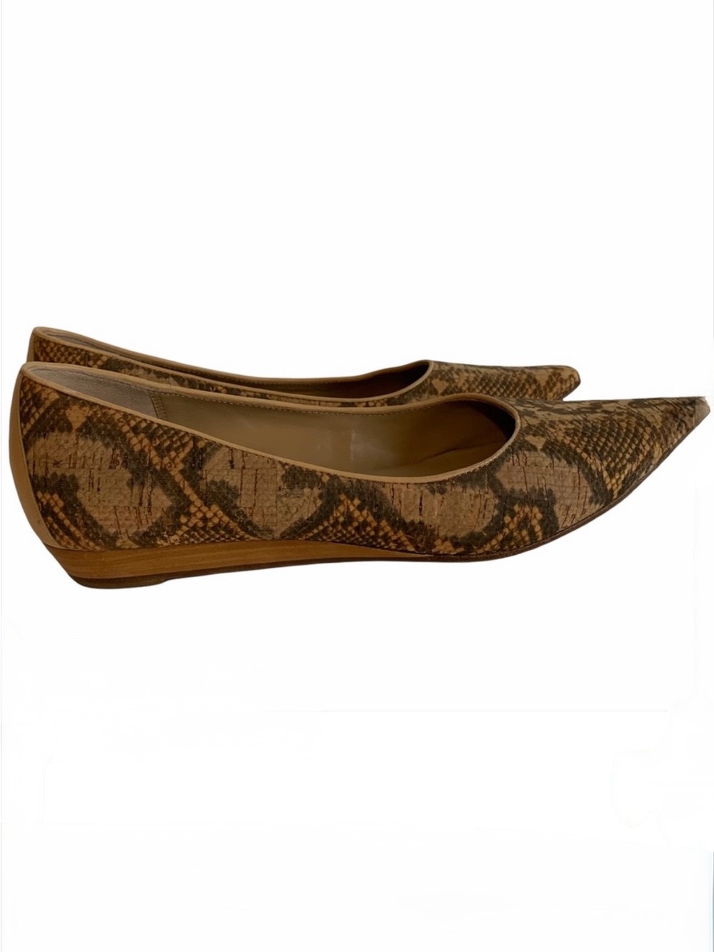 Donald J Pliner 8M ori python print ballet flat pointed toe cork career dressy